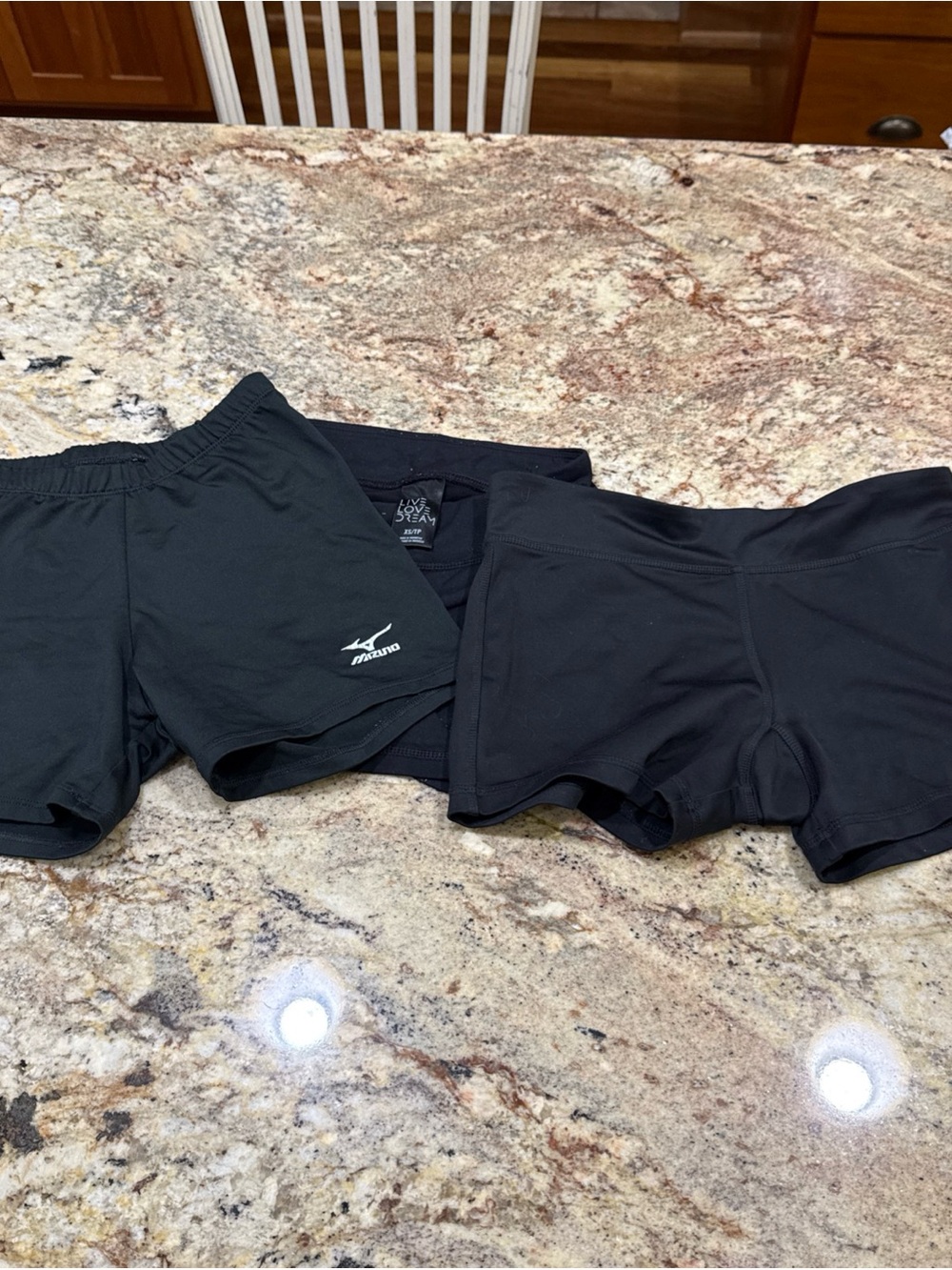Mizuno, Adidas, Live Love Dream Womens Black Athletic Performance Shorts 3 pair
